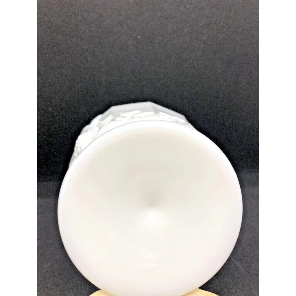 Westmoreland White Milk Glass Paneled Grapevine Vase Planter Flower Pot MCM